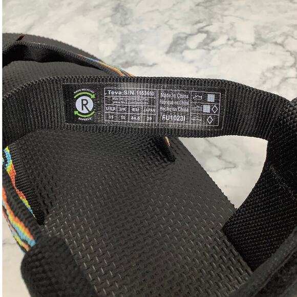 Teva Mens 11 Black Original Sandals Revive Ankle Strap Outdoor Beach 80s BR24-1 - Picture 8 of 10